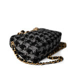CHANEL Handbag Multicolor Wool Tweed Quilted Elegant Chain Flap Black Grey - Redeluxe