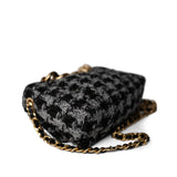 CHANEL Handbag Multicolor Wool Tweed Quilted Elegant Chain Flap Black Grey - Redeluxe