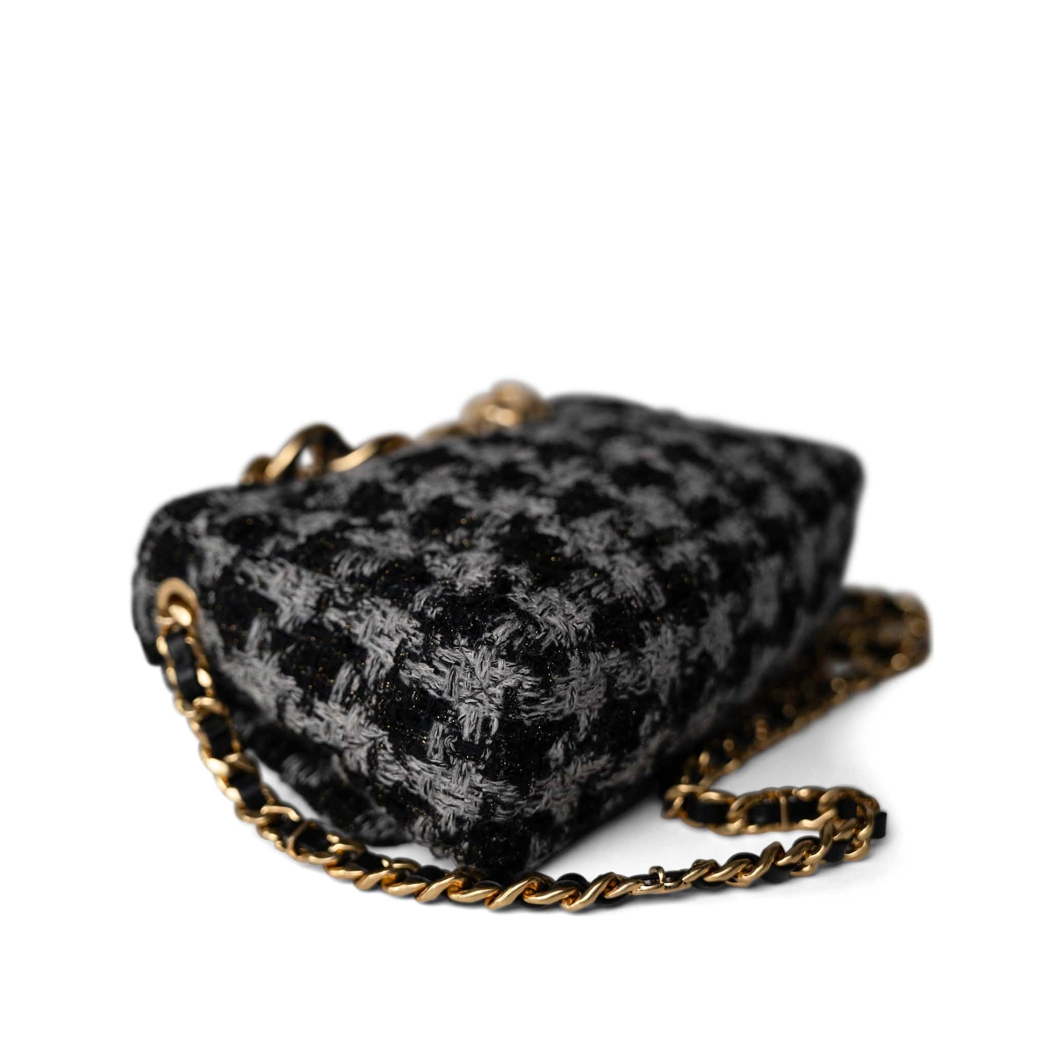 CHANEL Handbag Multicolor Wool Tweed Quilted Elegant Chain Flap Black Grey - Redeluxe