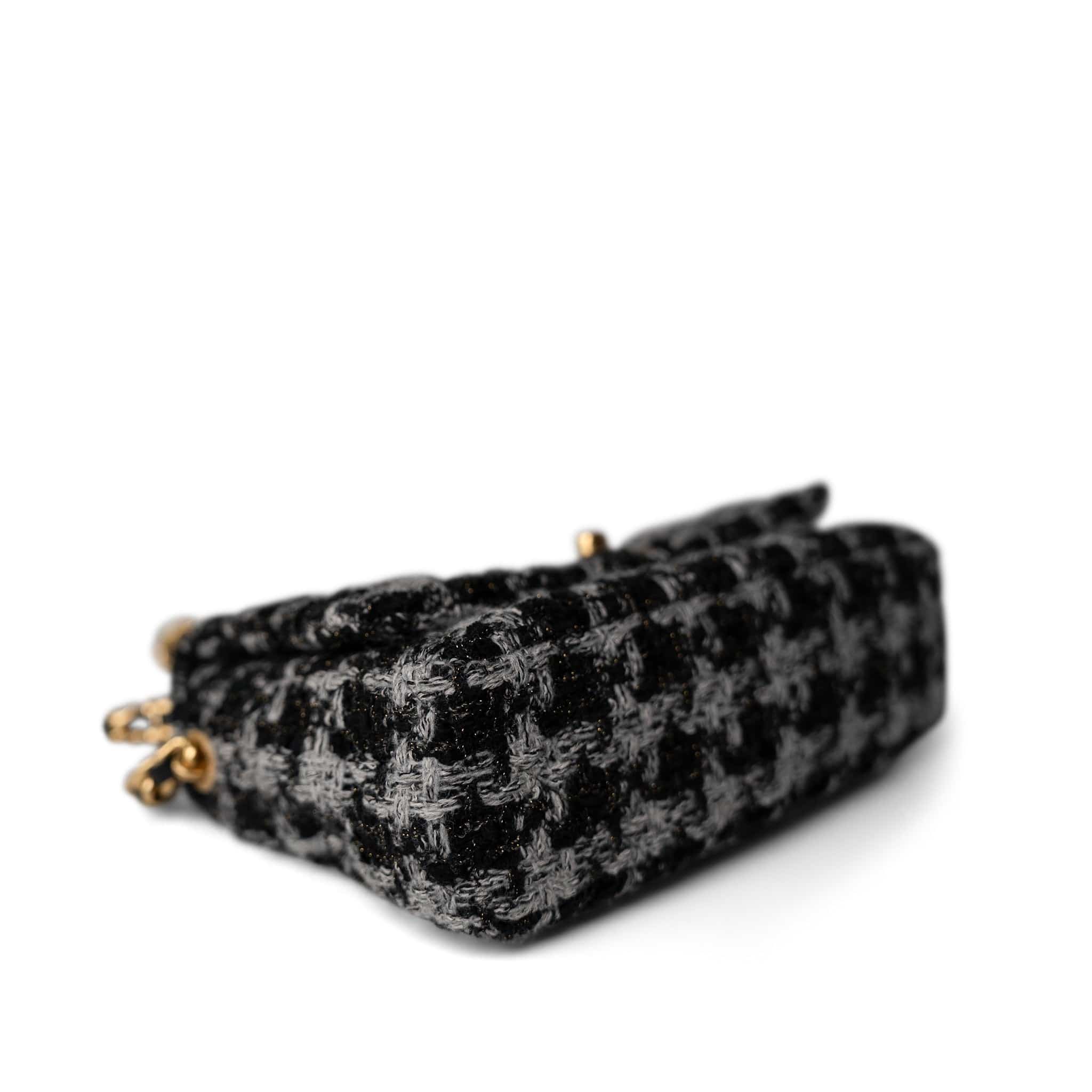 CHANEL Handbag Multicolor Wool Tweed Quilted Elegant Chain Flap Black Grey - Redeluxe