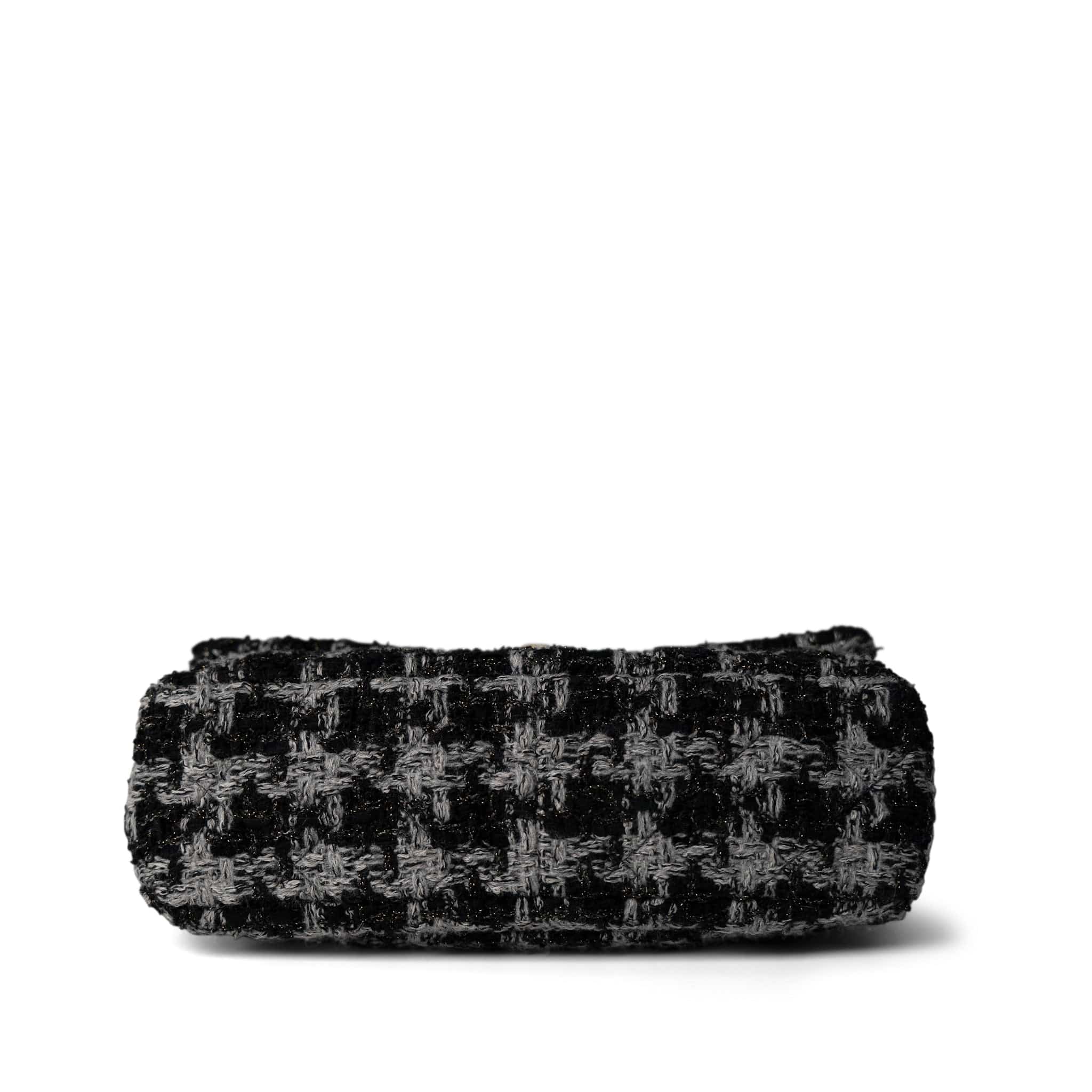 CHANEL Handbag Multicolor Wool Tweed Quilted Elegant Chain Flap Black Grey - Redeluxe