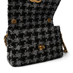 CHANEL Handbag Multicolor Wool Tweed Quilted Elegant Chain Flap Black Grey - Redeluxe