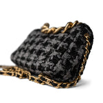 CHANEL Handbag Multicolor Wool Tweed Quilted Elegant Chain Flap Black Grey - Redeluxe