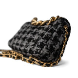 CHANEL Handbag Multicolor Wool Tweed Quilted Elegant Chain Flap Black Grey - Redeluxe