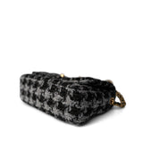 CHANEL Handbag Multicolor Wool Tweed Quilted Elegant Chain Flap Black Grey - Redeluxe