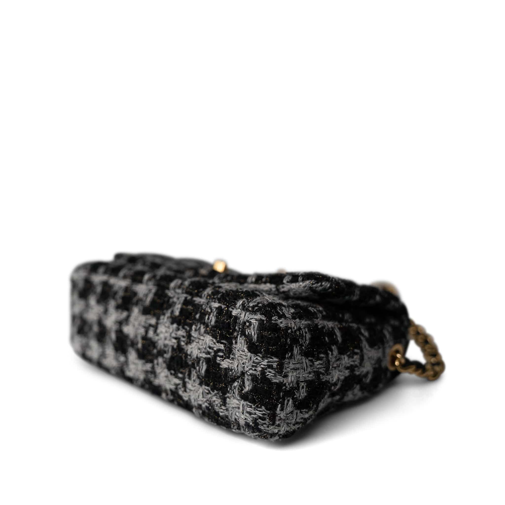 CHANEL Handbag Multicolor Wool Tweed Quilted Elegant Chain Flap Black Grey - Redeluxe