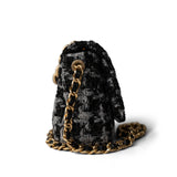 CHANEL Handbag Multicolor Wool Tweed Quilted Elegant Chain Flap Black Grey - Redeluxe