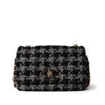 CHANEL Handbag Multicolor Wool Tweed Quilted Elegant Chain Flap Black Grey - Redeluxe