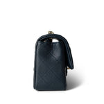 CHANEL Handbag Navy 18B Navy Caviar Quilted Mini Rectangular Light Gold Hardware - Redeluxe