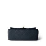 CHANEL Handbag Navy 18B Navy Caviar Quilted Mini Rectangular Light Gold Hardware - Redeluxe