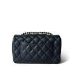 CHANEL Handbag Navy 18B Navy Caviar Quilted Mini Rectangular Light Gold Hardware - Redeluxe