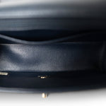 CHANEL Handbag Navy 18B Navy Caviar Quilted Mini Rectangular Light Gold Hardware - Redeluxe