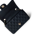 CHANEL Handbag Navy 18B Navy Caviar Quilted Mini Rectangular Light Gold Hardware - Redeluxe