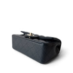 CHANEL Handbag Navy 18B Navy Caviar Quilted Mini Rectangular Light Gold Hardware - Redeluxe