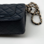 CHANEL Handbag Navy Blue Lambskin Quilted Mini Rectangular Flap Bag LGHW - Redeluxe