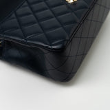 CHANEL Handbag Navy Blue Lambskin Quilted Mini Rectangular Flap Bag LGHW - Redeluxe