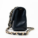 CHANEL Handbag Navy Blue Lambskin Quilted Mini Rectangular Flap Bag LGHW - Redeluxe