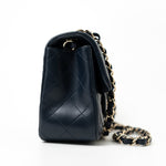 CHANEL Handbag Navy Blue Lambskin Quilted Mini Rectangular Flap Bag LGHW - Redeluxe