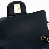 CHANEL Handbag Navy Blue Lambskin Quilted Mini Rectangular Flap Bag LGHW - Redeluxe