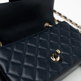 CHANEL Handbag Navy Blue Lambskin Quilted Mini Rectangular Flap Bag LGHW - Redeluxe
