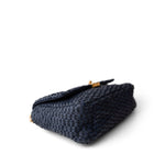 CHANEL Handbag Navy Navy Raffia Quilted 19 Flap Small Mixed Hardware - Redeluxe