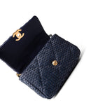 CHANEL Handbag Navy Navy Raffia Quilted 19 Flap Small Mixed Hardware - Redeluxe
