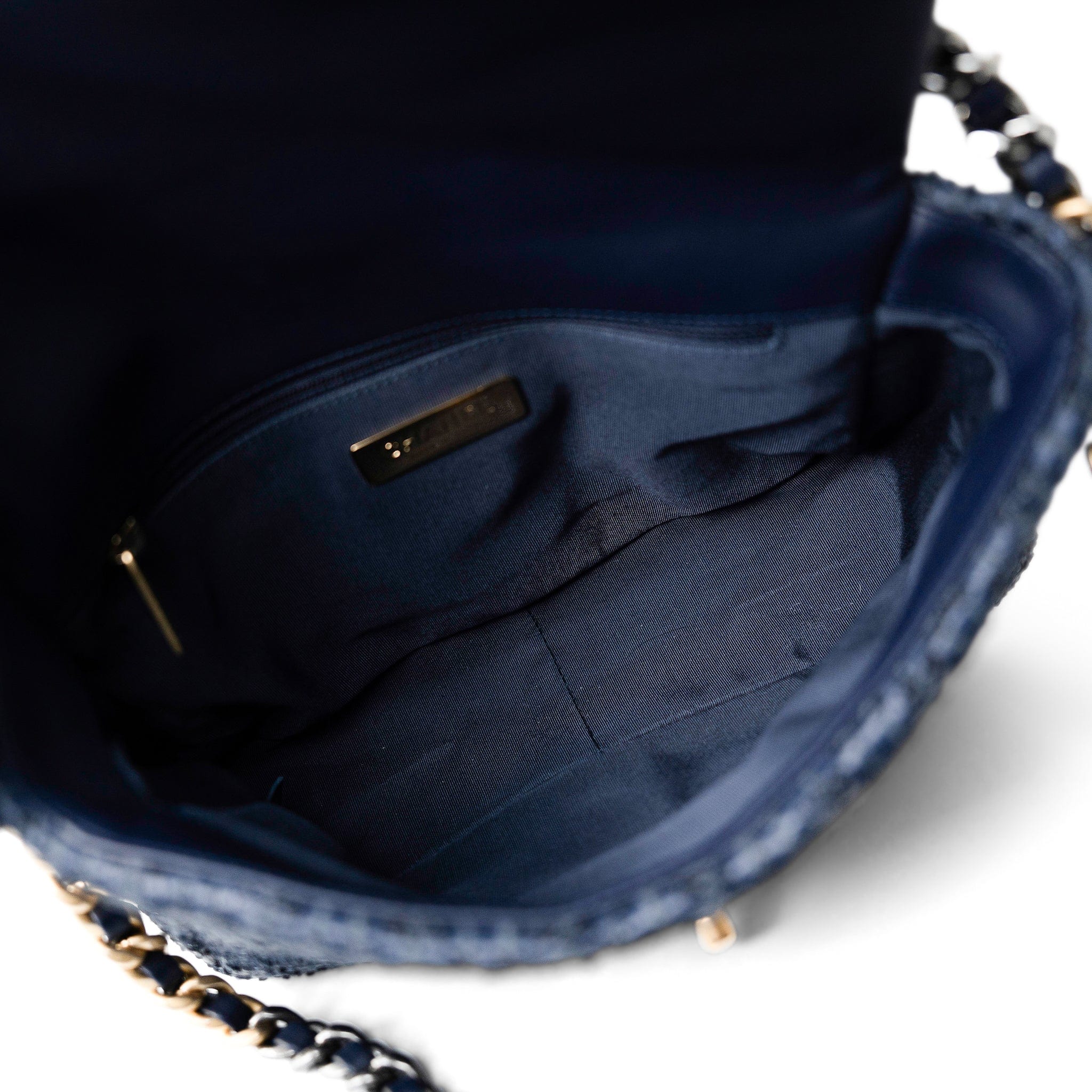 Navy Raffia Quilted 19 Flap Small Mixed Hardware – REDELUXE
