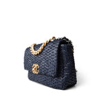 CHANEL Handbag Navy Navy Raffia Quilted 19 Flap Small Mixed Hardware - Redeluxe