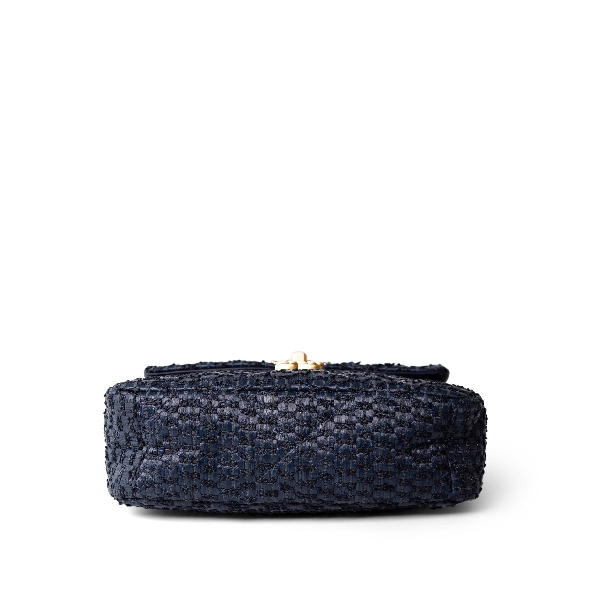CHANEL Handbag Navy Navy Raffia Quilted 19 Flap Small Mixed Hardware - Redeluxe