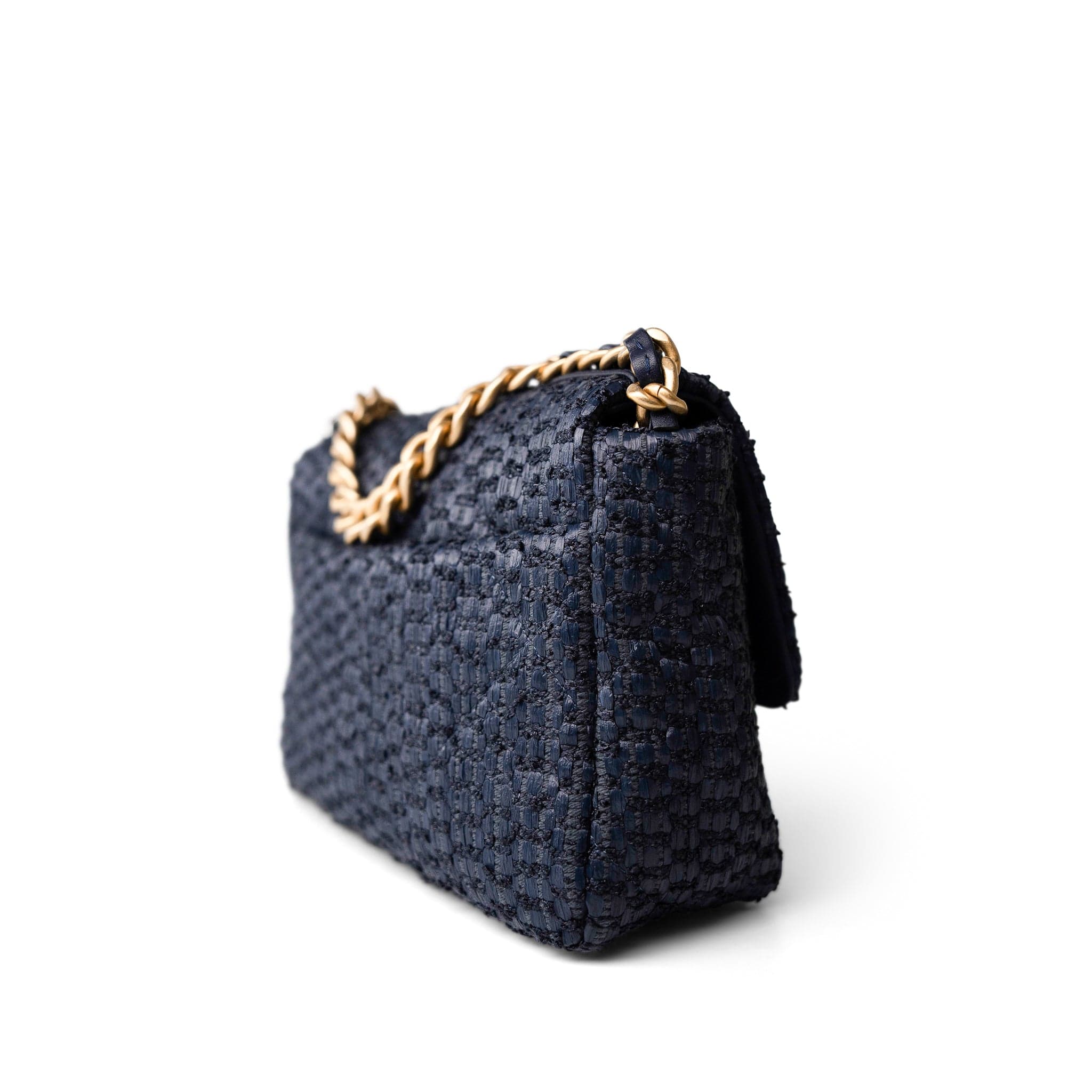 Navy Raffia Quilted 19 Flap Small Mixed Hardware – REDELUXE