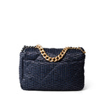 CHANEL Handbag Navy Navy Raffia Quilted 19 Flap Small Mixed Hardware - Redeluxe