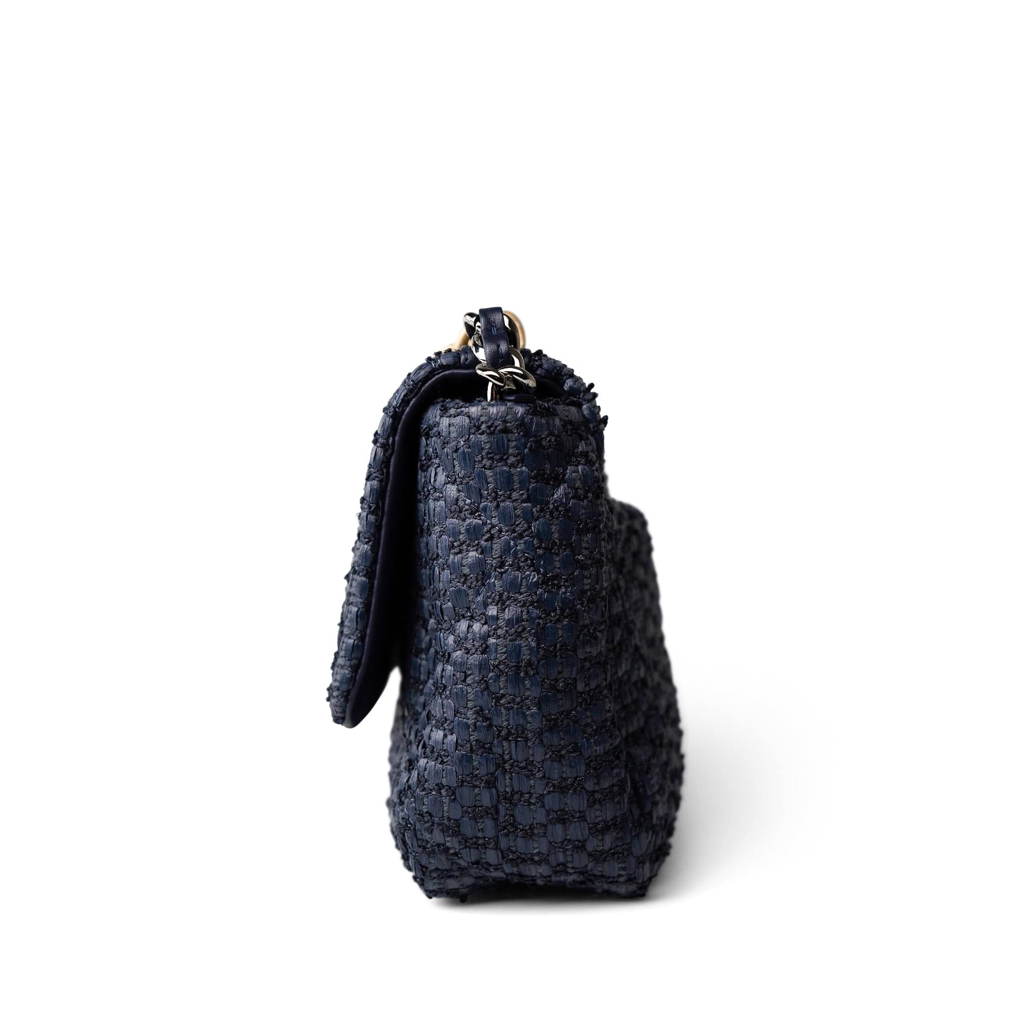 CHANEL Handbag Navy Navy Raffia Quilted 19 Flap Small Mixed Hardware - Redeluxe