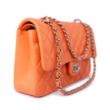 CHANEL Handbag Orange 21S Neon Orange Lambskin Quilted Classic Flap SWH - Redeluxe