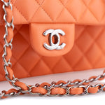 CHANEL Handbag Orange 21S Neon Orange Lambskin Quilted Classic Flap SWH - Redeluxe