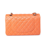 CHANEL Handbag Orange 21S Neon Orange Lambskin Quilted Classic Flap SWH - Redeluxe