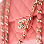 CHANEL Handbag Pink 18S Pink Caviar Medium Quilted Classic Double Flap Light Gold Hardware - Redeluxe