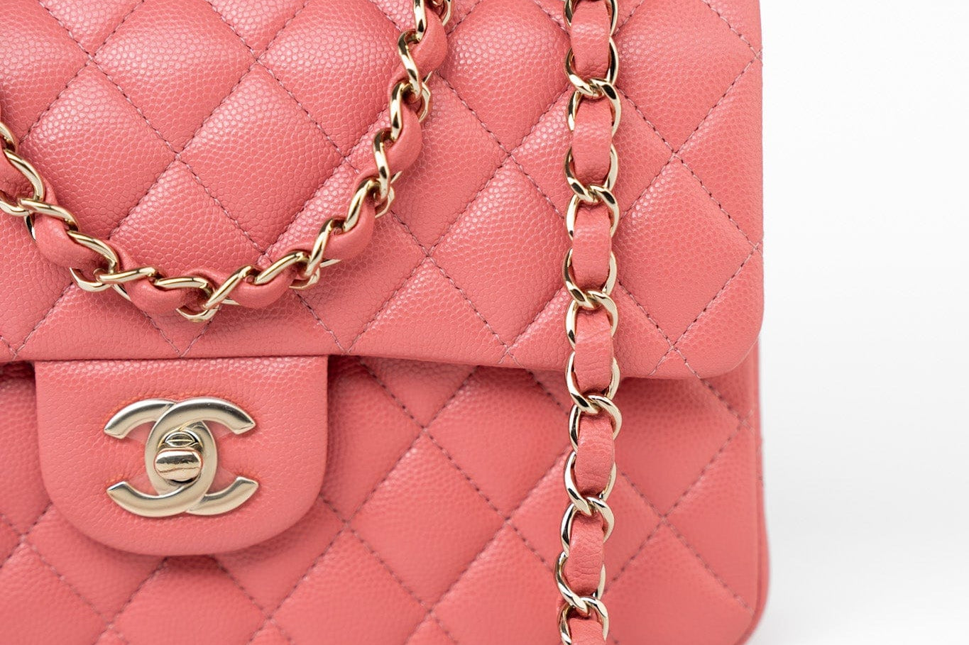 CHANEL Handbag Pink 18S Pink Caviar Quilted Classic Flap Small Light Gold Hardware - Redeluxe