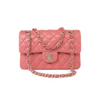 CHANEL Handbag Pink 18S Pink Caviar Quilted Classic Flap Small Light Gold Hardware - Redeluxe