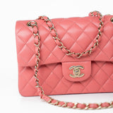 CHANEL Handbag Pink 18S Pink Caviar Quilted Classic Flap Small Light Gold Hardware - Redeluxe