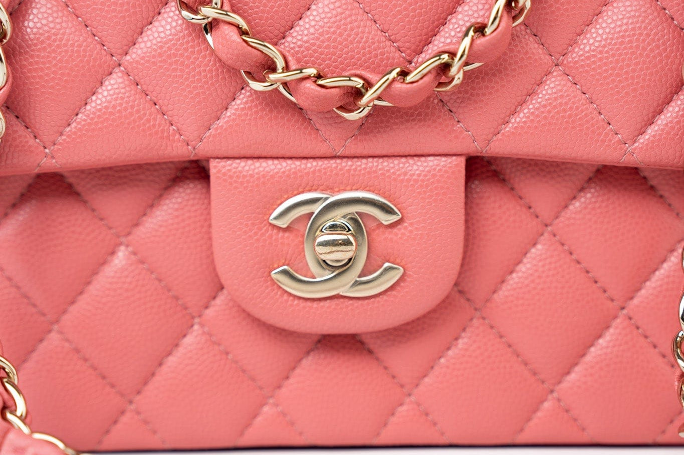 CHANEL Handbag Pink 18S Pink Caviar Quilted Classic Flap Small Light Gold Hardware - Redeluxe