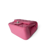 CHANEL Handbag Pink 19C Pink Lambskin Quilted Mini Square Flap Silver Hardware - Redeluxe