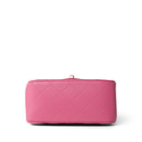 CHANEL Handbag Pink 19C Pink Lambskin Quilted Mini Square Flap Silver Hardware - Redeluxe