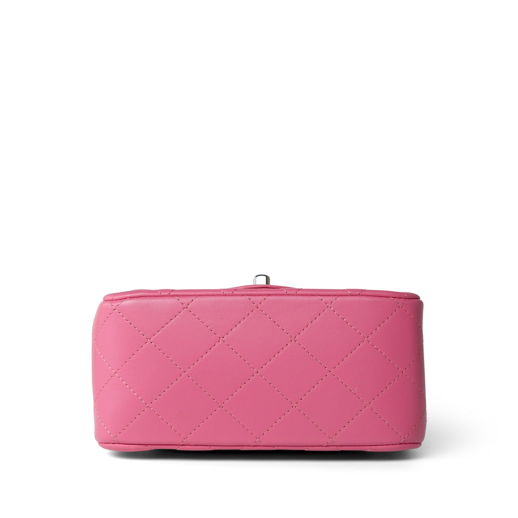 CHANEL Handbag Pink 19C Pink Lambskin Quilted Mini Square Flap Silver Hardware - Redeluxe