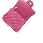 CHANEL Handbag Pink 19C Pink Lambskin Quilted Mini Square Flap Silver Hardware - Redeluxe