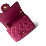 CHANEL Handbag Pink 20S Pink Lambskin Quilted Pearl Crush Mini Aged Gold Hardware - Redeluxe