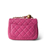 CHANEL Handbag Pink 20S Pink Lambskin Quilted Pearl Crush Mini Aged Gold Hardware - Redeluxe