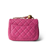 CHANEL Handbag Pink 20S Pink Lambskin Quilted Pearl Crush Mini Aged Gold Hardware - Redeluxe