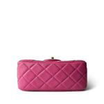 CHANEL Handbag Pink 20S Pink Lambskin Quilted Pearl Crush Mini Aged Gold Hardware - Redeluxe