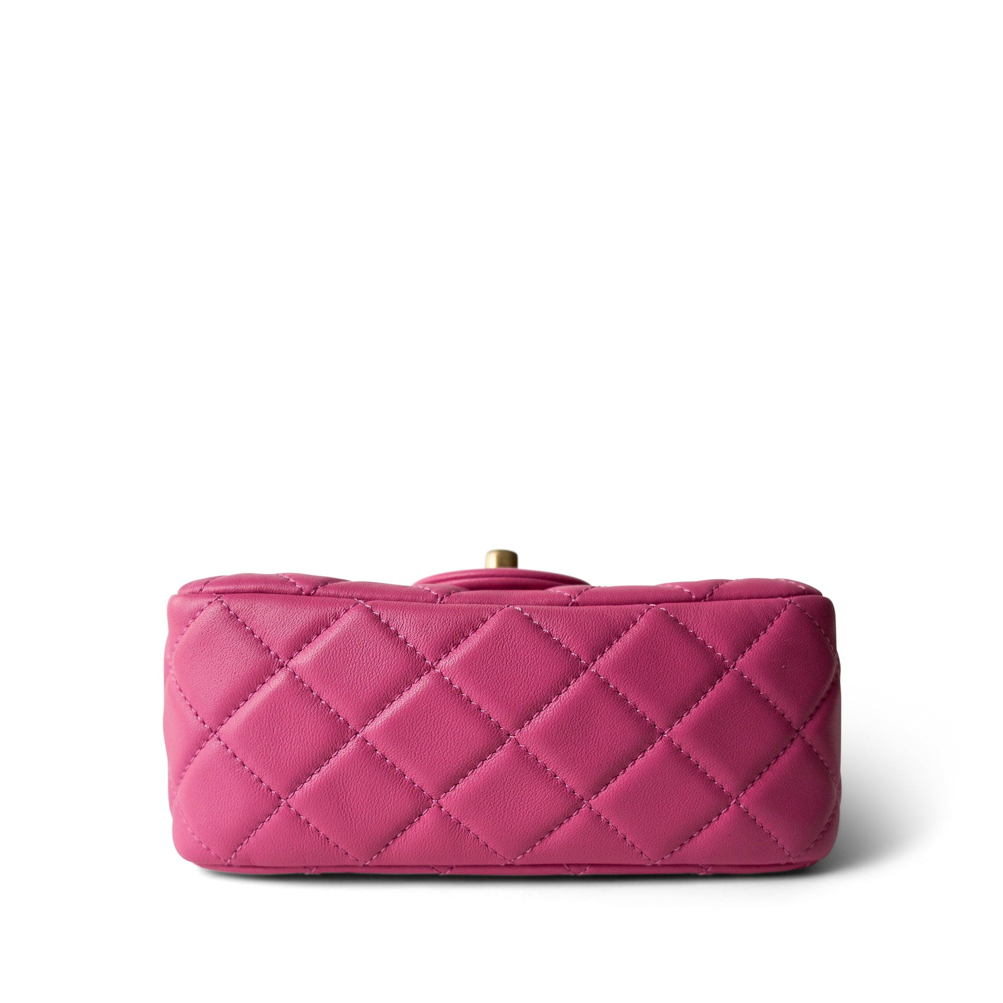 CHANEL Handbag Pink 20S Pink Lambskin Quilted Pearl Crush Mini Aged Gold Hardware - Redeluxe