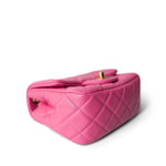 CHANEL Handbag Pink 20S Pink Lambskin Quilted Pearl Crush Mini Aged Gold Hardware - Redeluxe